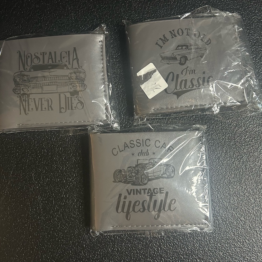 Gray Vintage Car-Themed Wallets